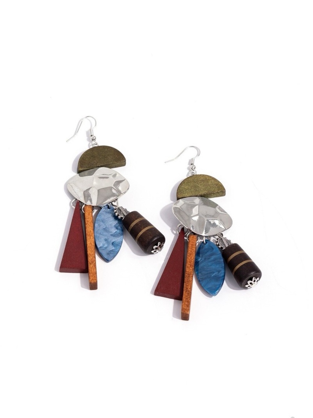 paparazzi Multi-Element Drop Earrings in Blue, Olive, Brown & Rust